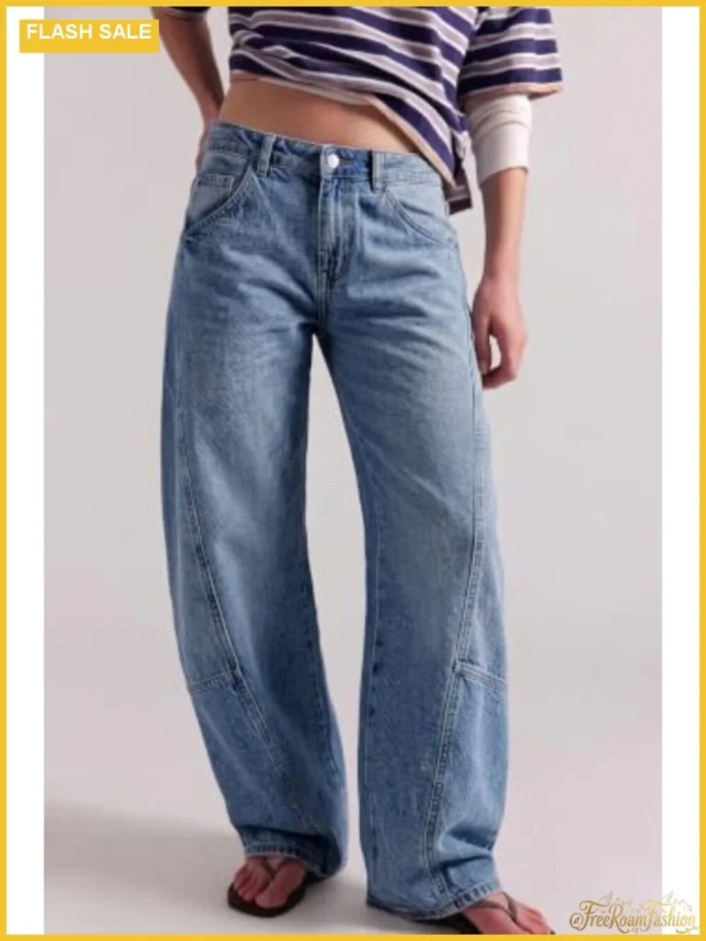 Low Rise Baggy Barrel Jeans Women Wide Leg Denim
